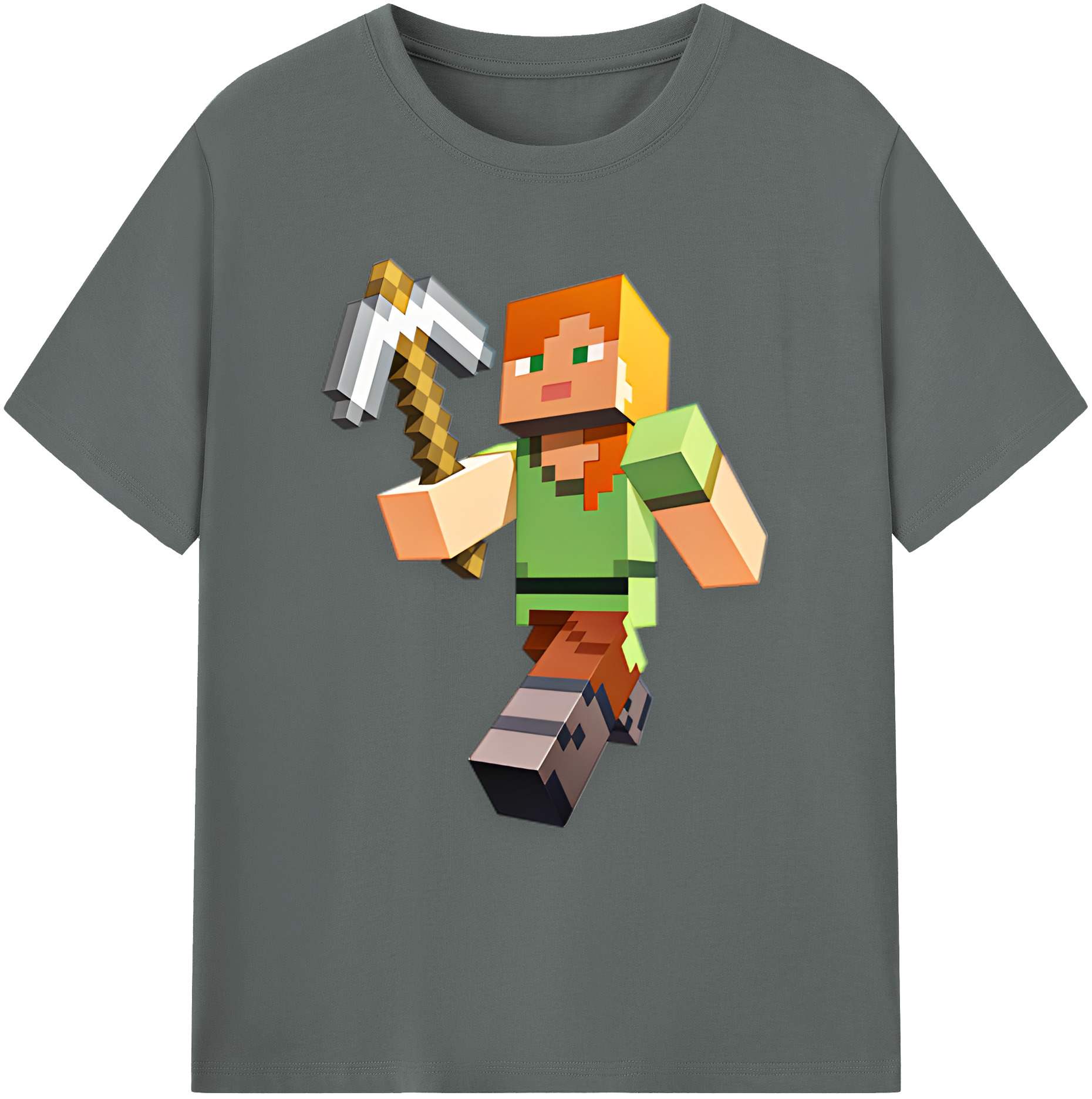 （画像用） マインクラフト ブロックの世界 Minecraft MC Block world 綿100％ メンズ半袖Tシャツ｜肌触りやわらか＆通気性